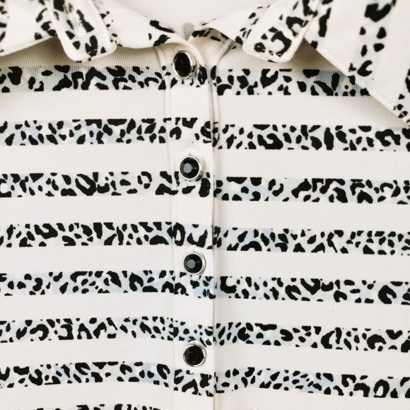 Chico's Zenergy Golf Polo Womens Sz 1 Med Black White Soft Short Sleeve Jersey - Picture 5 of 12